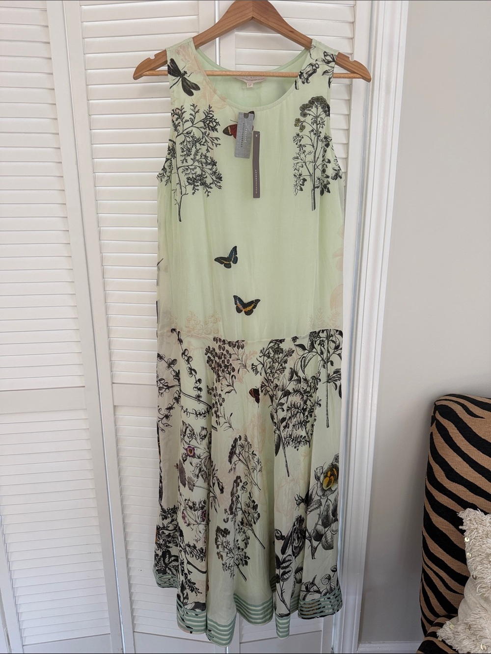 Anthropologie Mint Green Botanical Butterfly Maxi Dress